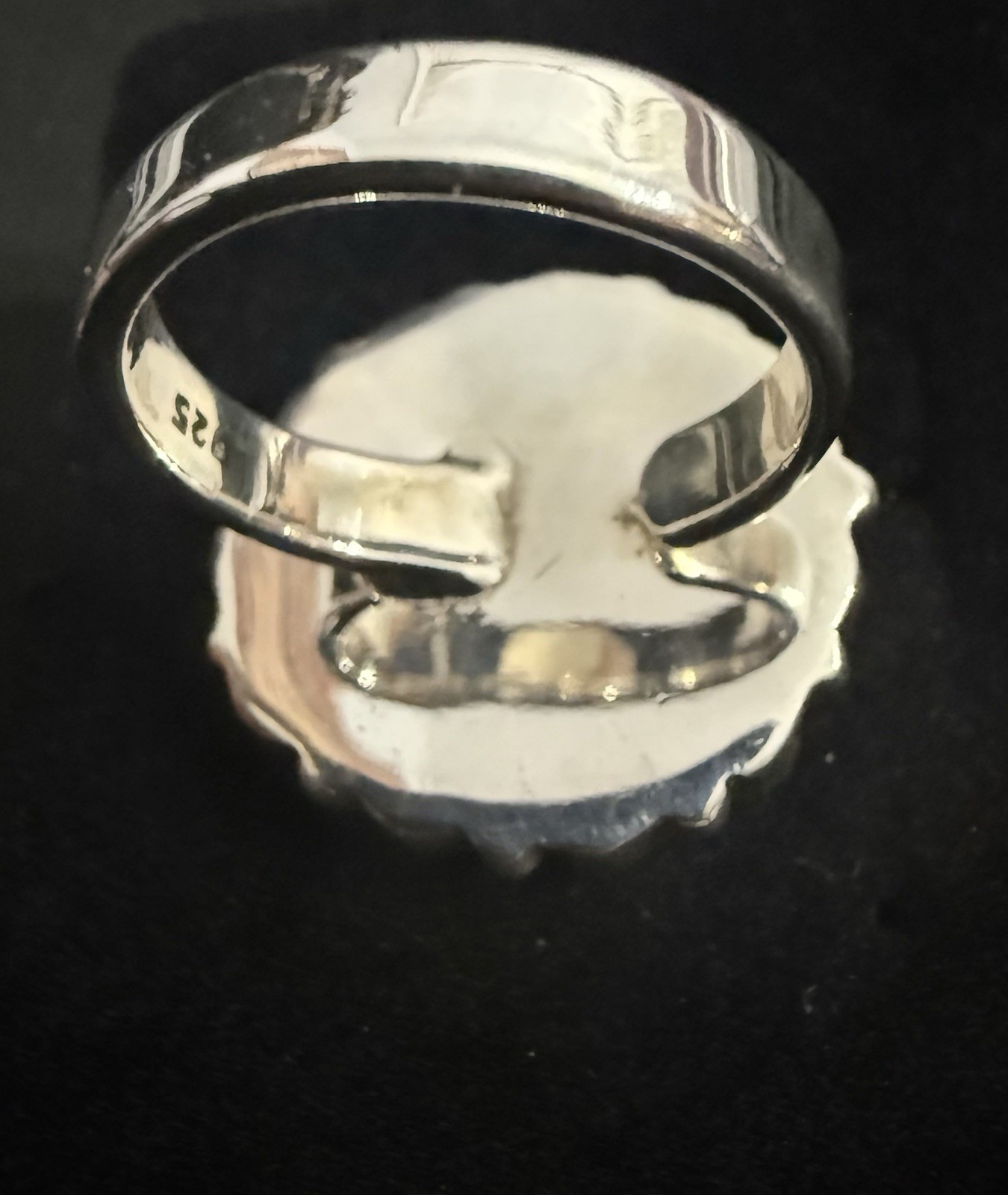 Southwestern Sterling Silver & Wild Horse Jasper Skull Ring Adjustable 7 Thru 10