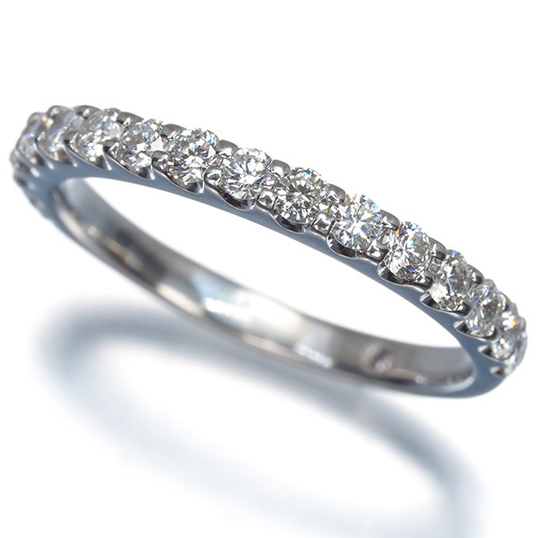 Auth Ponte Vecchio Ring Diamond 0.53ct Half Eternity US6-6.25 900 Platinum