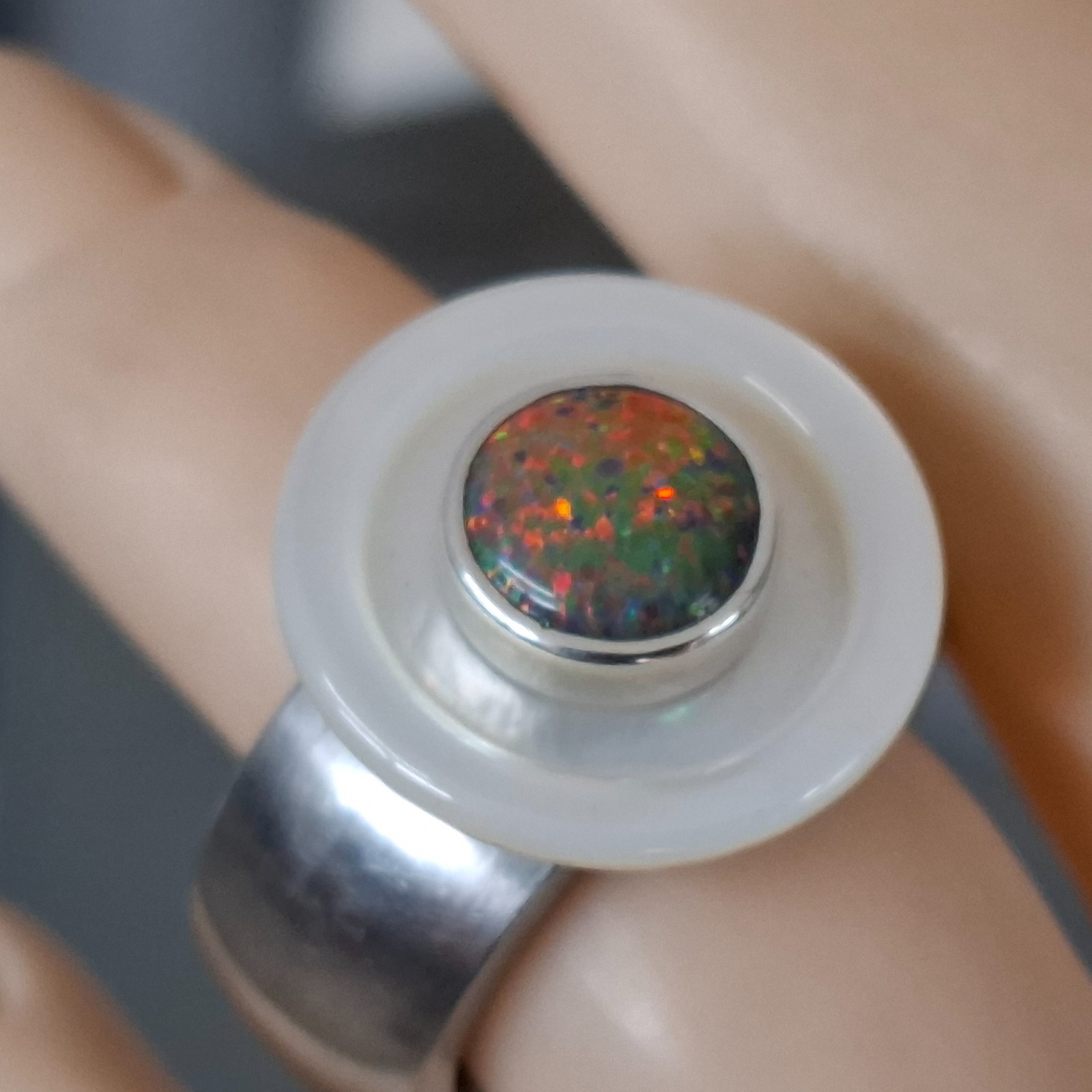 – Beautiful synthetic opal head set in silver for Charlotte 21 –