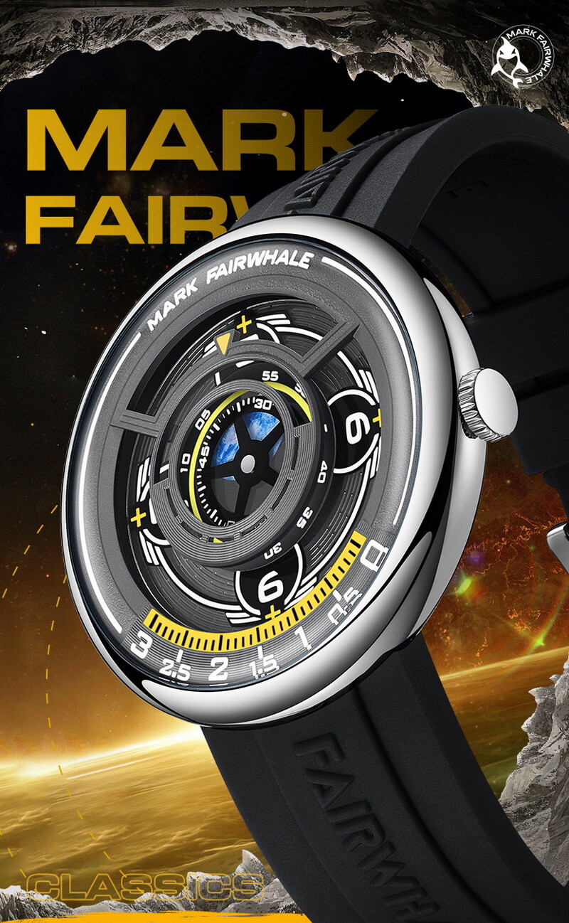 MARK FAIRWHALE Men’s Personality Dial Casual Sports Hollow Out Quartz Wristwatch