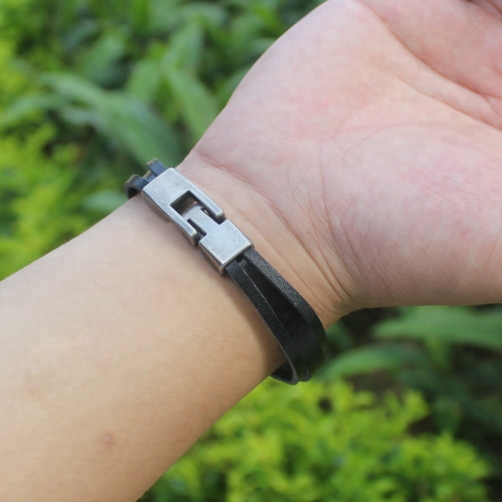 DEZILOO Infinity Symbol Love Bracelet Multilayer Leather Bangle Cuff Black