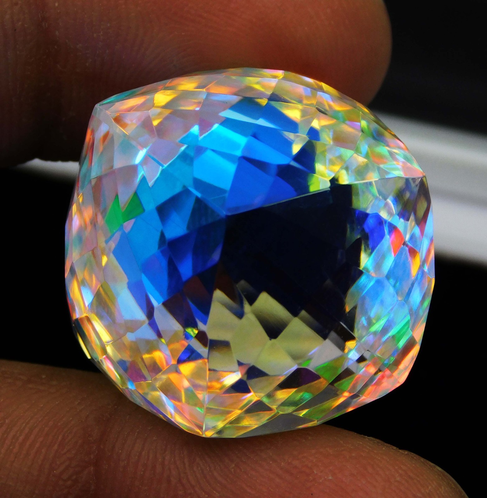 84.05 Ct Flawless Natural Mystic Quartz Certified Rainbow Cube Loose Gemstone