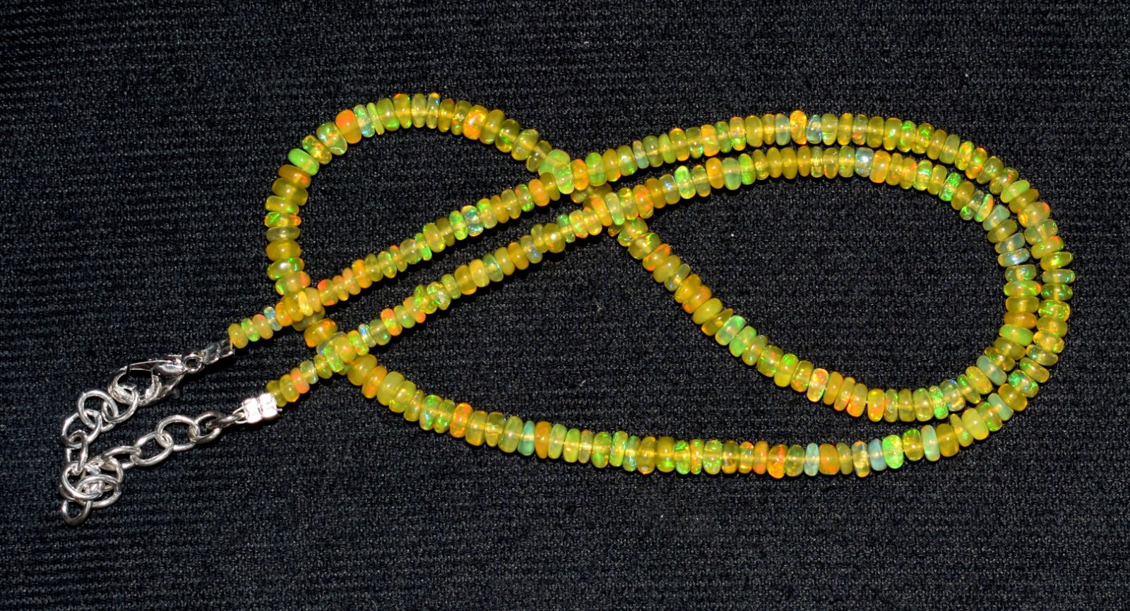 16″Natural Ethiopian Yellow Opal Wello Fire Opal Gemstone Bead Necklace 3-4mm