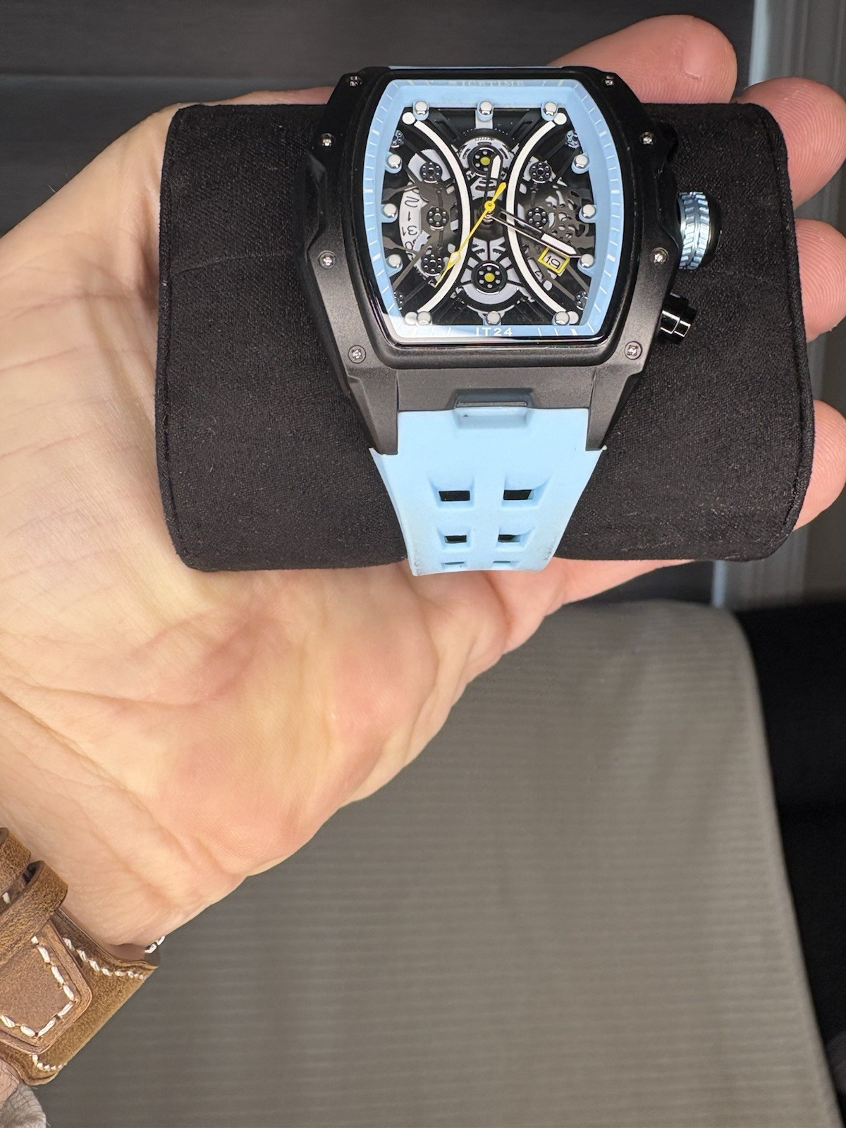 Mens IceTime 45mm Blue Black Dial Steel Mens Watch 0.10ct Diamonds IT24