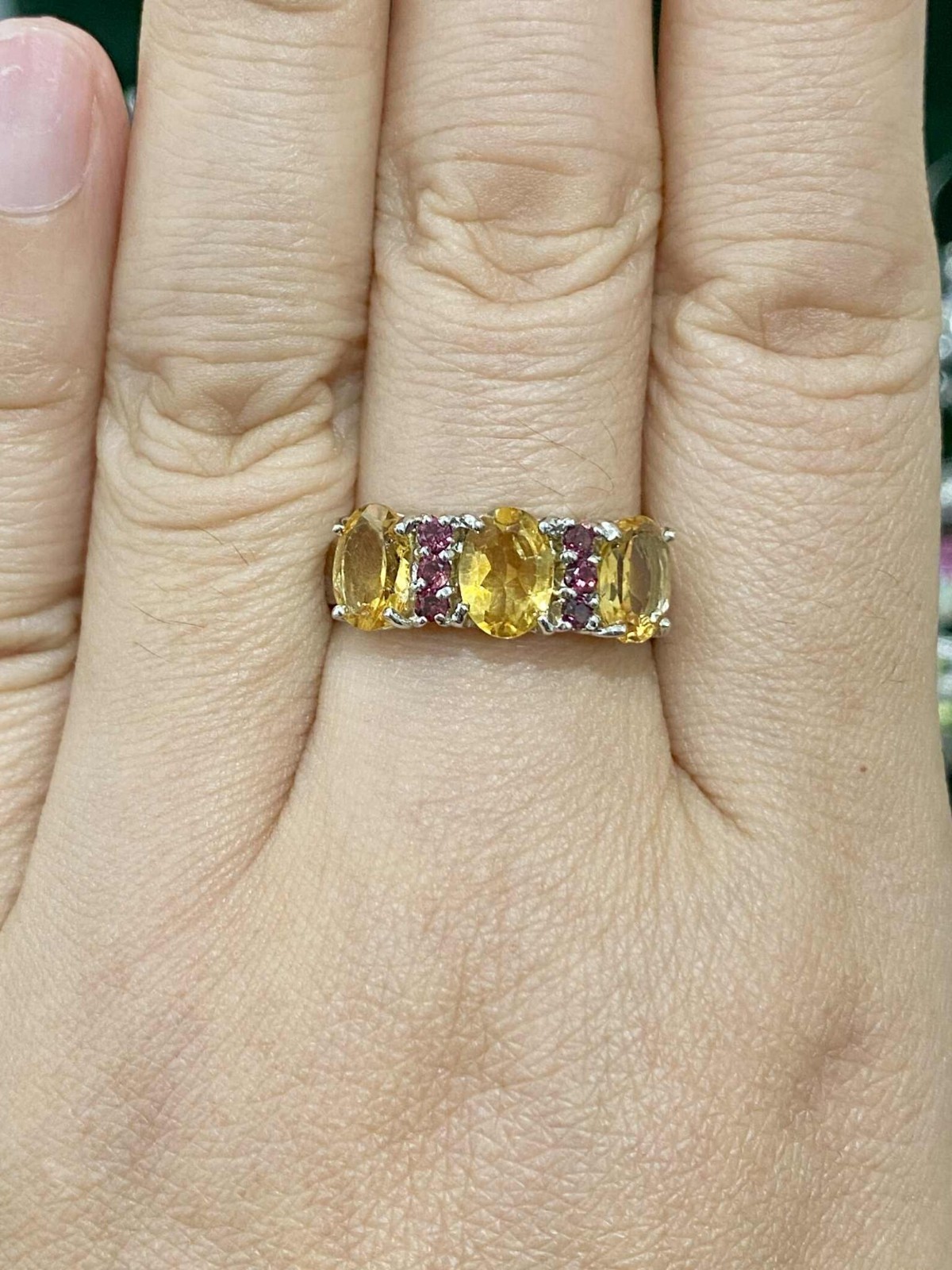 4.00 Ct Oval Cut Yellow Sapphire Diamond Engagement Ring 14K Solid White Gold 6
