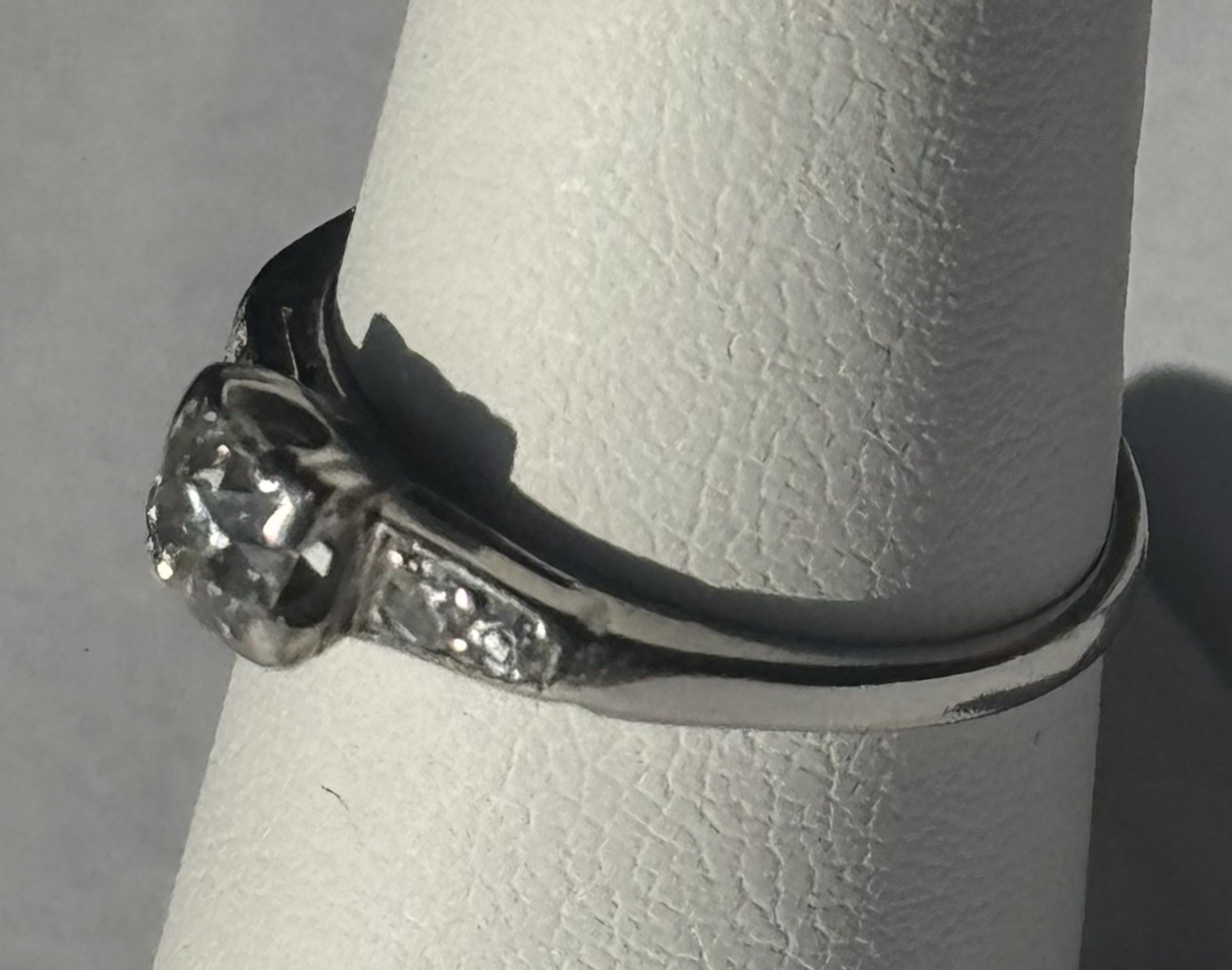 Antique 900 Platinum Victorian Old Mine Cut Diamond Solitaire Ring 0.57 ctw