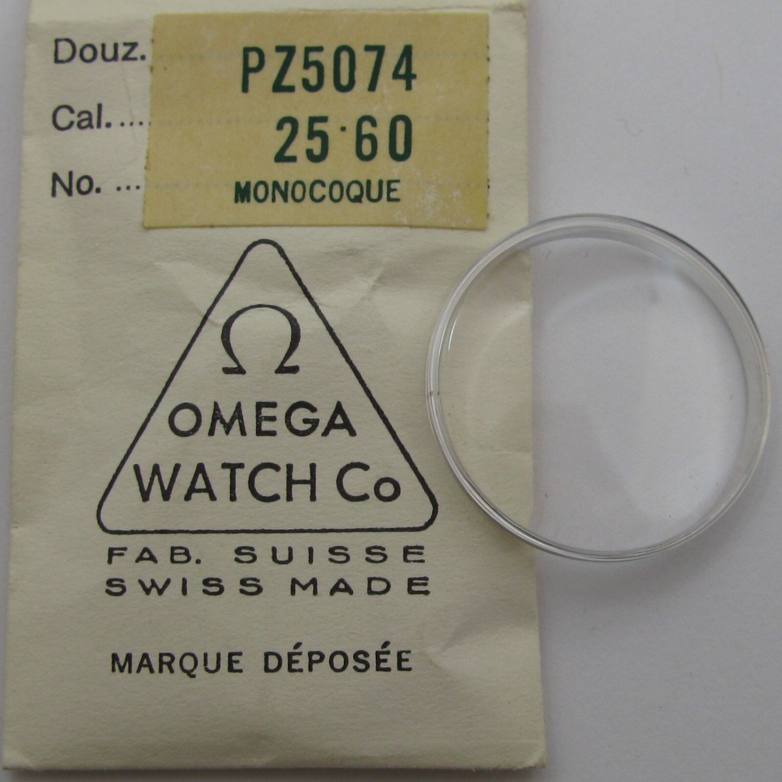 Omega Watch Crystal Acrylic PZ5074 25.60 mm white / silver tension ring