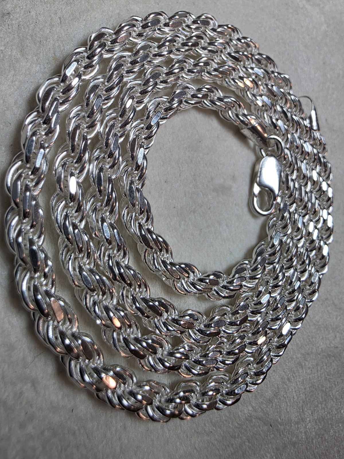 26″ 5mm 50g Rope Solid 925 Sterling Silver Stamped