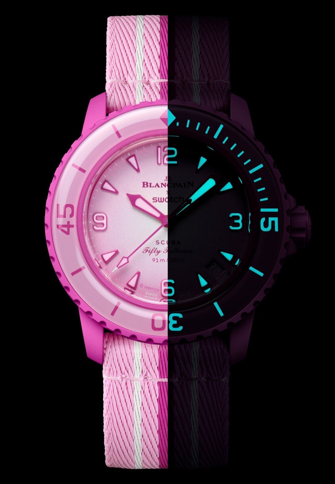 Swatch x Blancpain Bioceramic Scuba Fifty Fathoms Pink Ocean Watch BRAND NEW