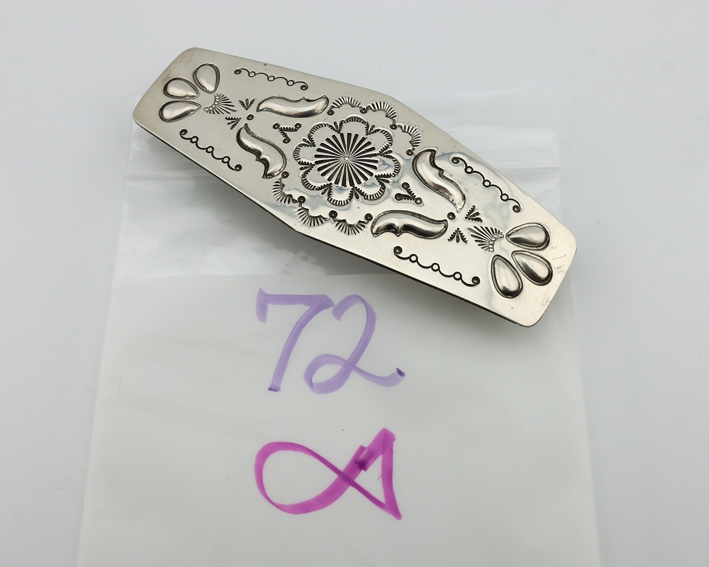 Women’s Navajo Hair Clip Hand Stamped 925 Silver Artist Signed MY C.80’s