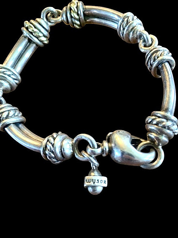 5.5″ x 11mm DAVID WYSOR Solid Sterling 18k Curved Link Bracelet. Made in USA!