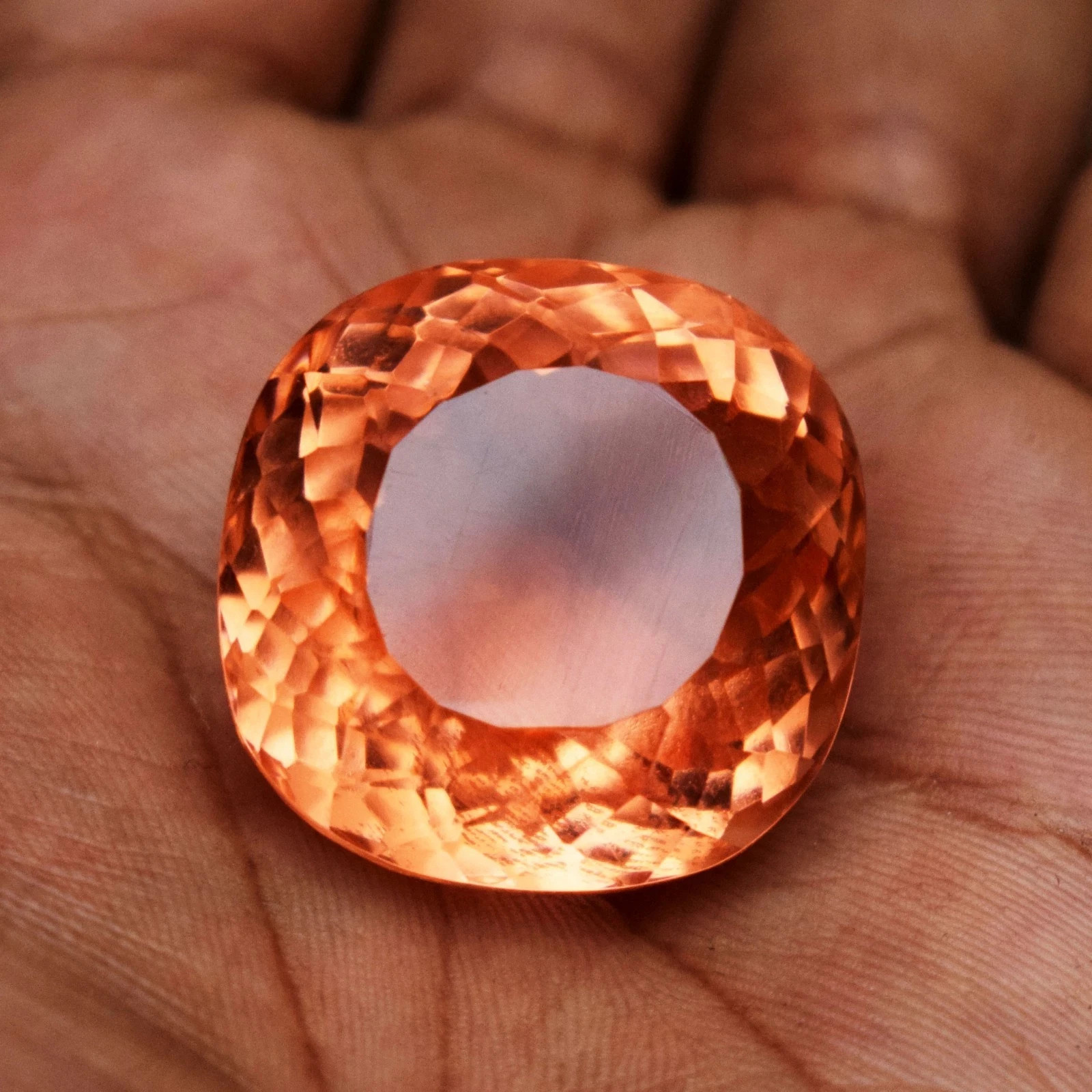 124.05 CT Flawless Imperial Topaz Cushion Cut Certified Loose Gemstone