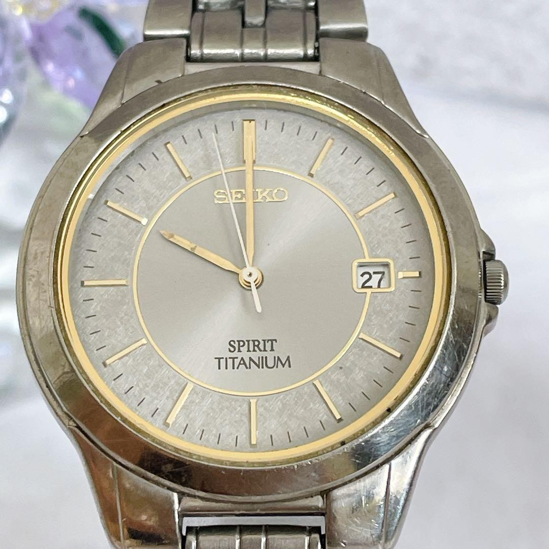 SEIKO Spirit Titanium Watch, Date Display, Men’s, Two-Tone