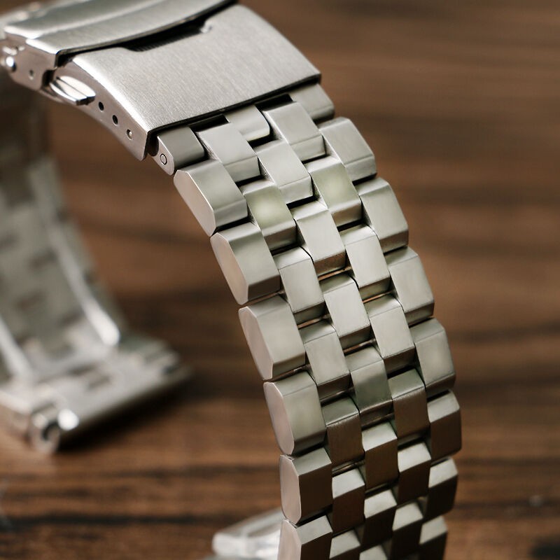 Silver 22mm Width Watch Band Strap Bracelet Link Solid Watchband Replacement,