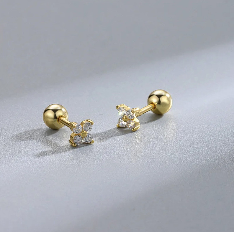 1 Pair Heart Stud Earrings for Women Hypoallergenic Screw Back Cartilage Jewelry