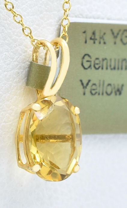 GENUINE 1.94 Cts YELLOW TOPAZ PENDANT 14k GOLD – MADE IN USA – Free Appraisal