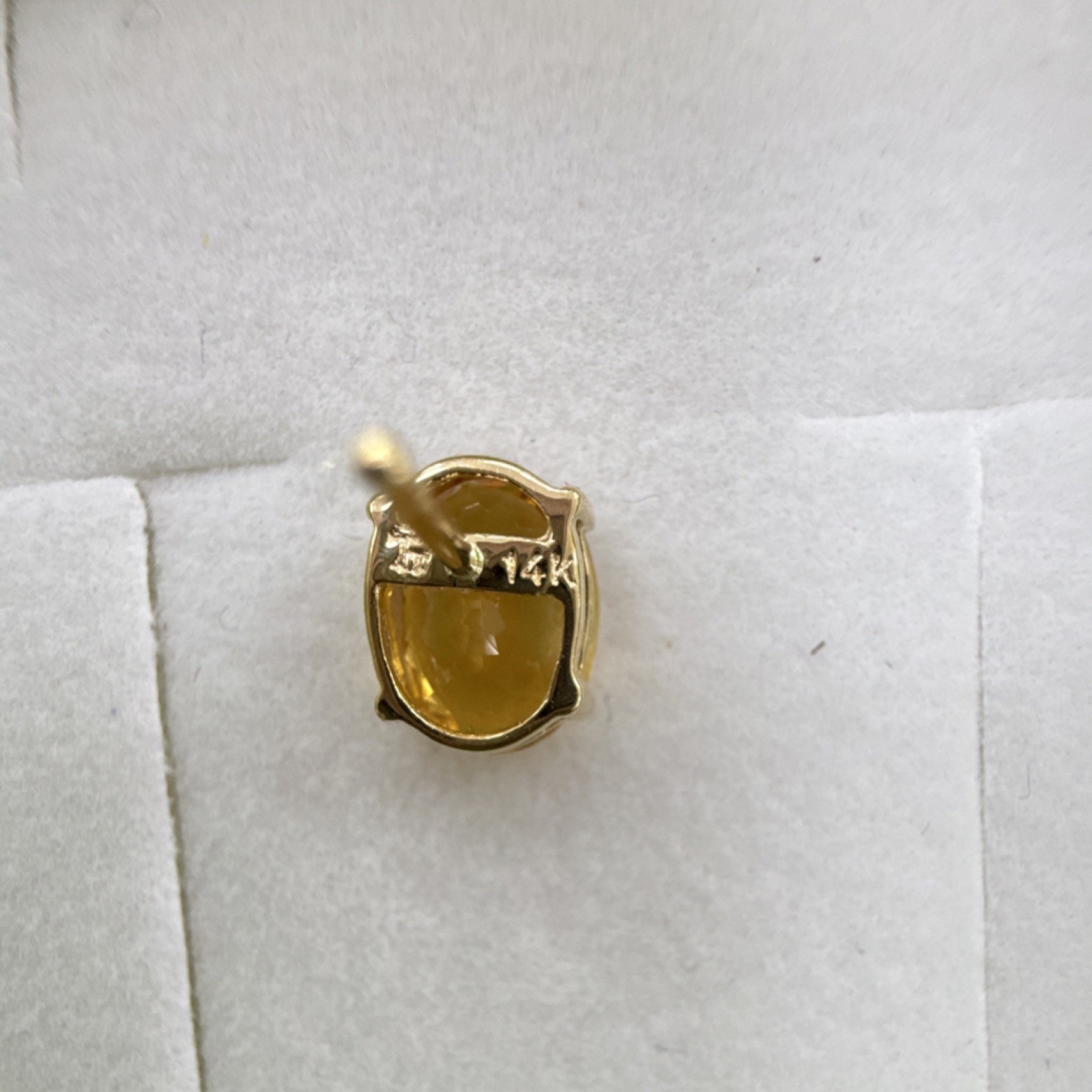 14k Yellow Gold Oval Citrine with diamond Stud Earrings Butterfly push back