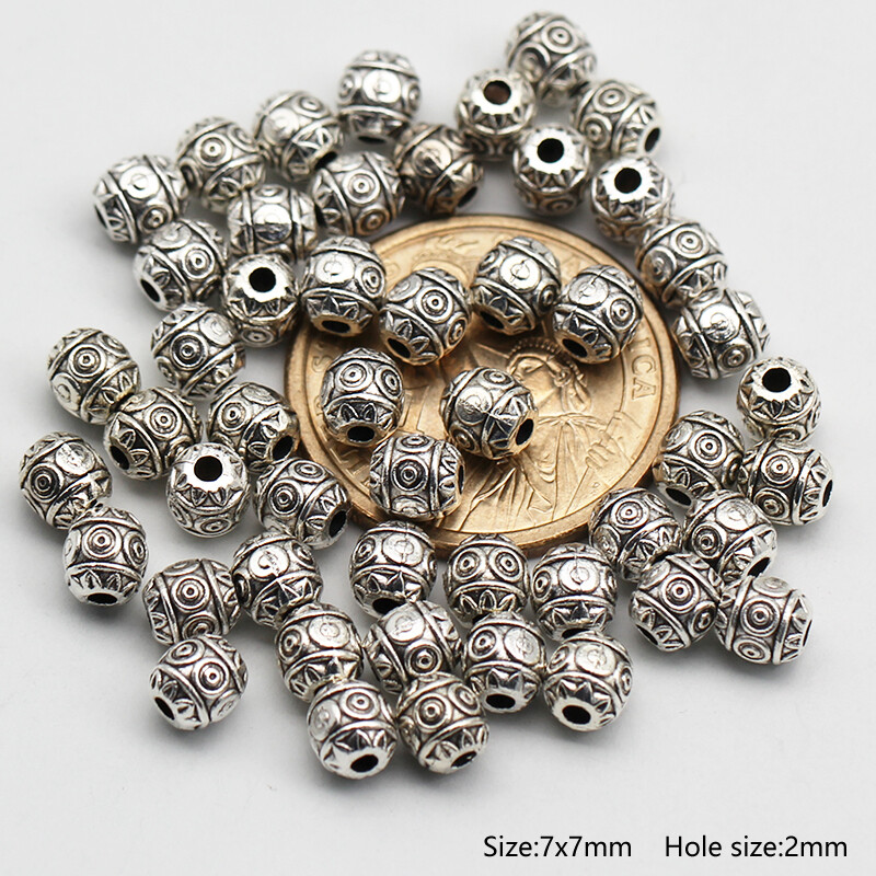 50pcs Tibetan Silver Metal Alloy Charms Loose Spacer Beads Jewelry Making DIY