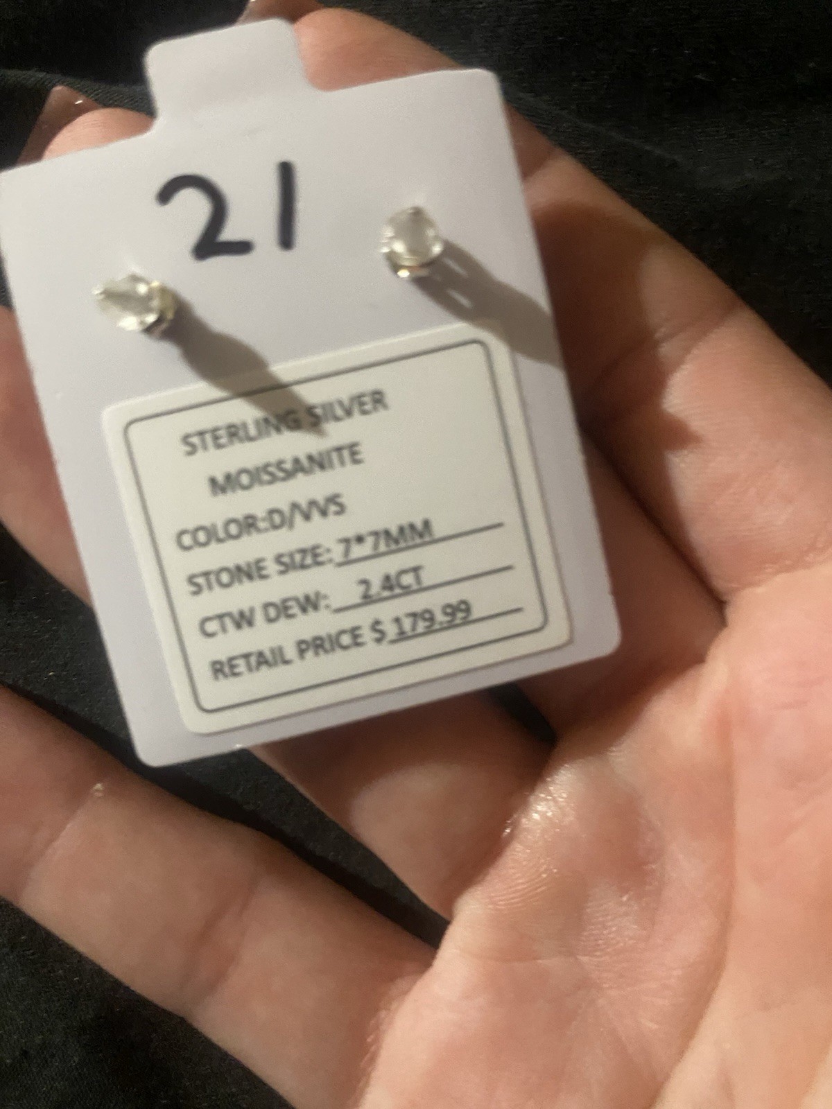 925 Sterling Silver Heart Moissanite Stud Earrings 7mm 2.4 ctw heart