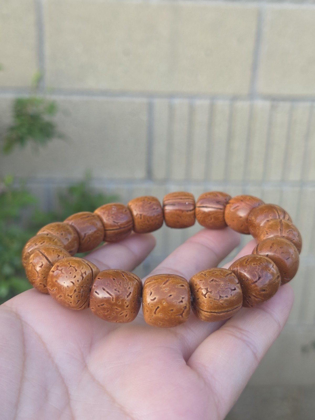 Natural Textured Nut Seed Bead Bracelet (14.7mm) | Ready-to-Patina…