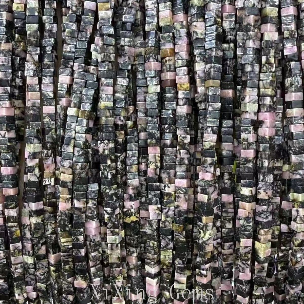 1x2mm Natural Black Rhodonite Flat Square Disc Spacer Beads for Jewelry Making