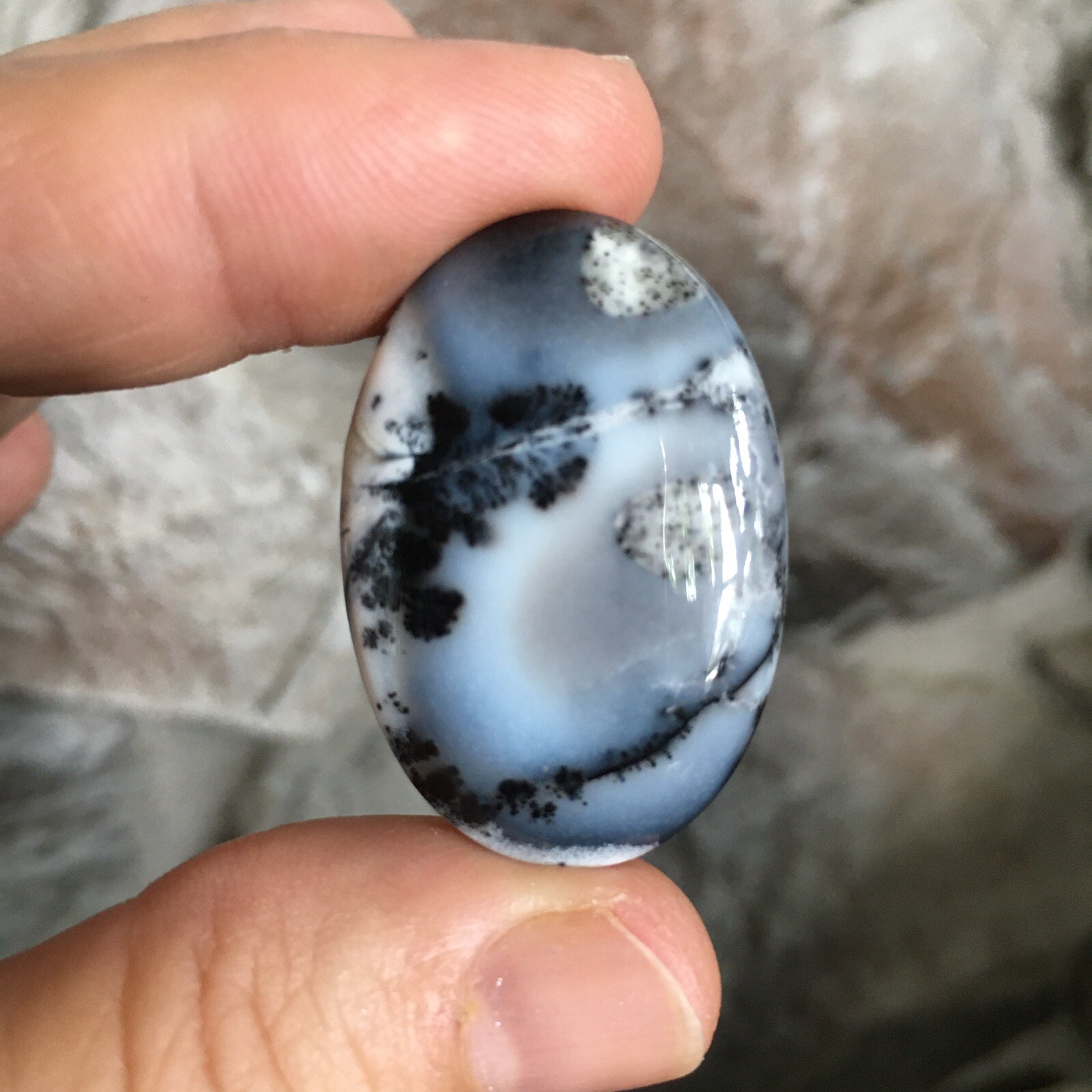 35x24x6mm Picture Like Dendrite Opal Oval Cabochon Loose Gemstone