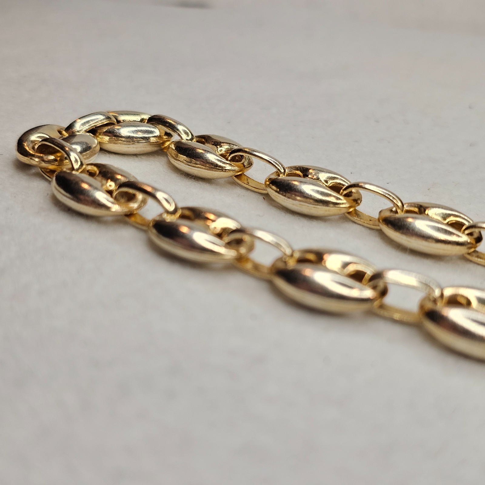 Vintage 925 Sterling Silver Gold Vermeil Puffy Gucci Link Bracelet 11mm 7.25″