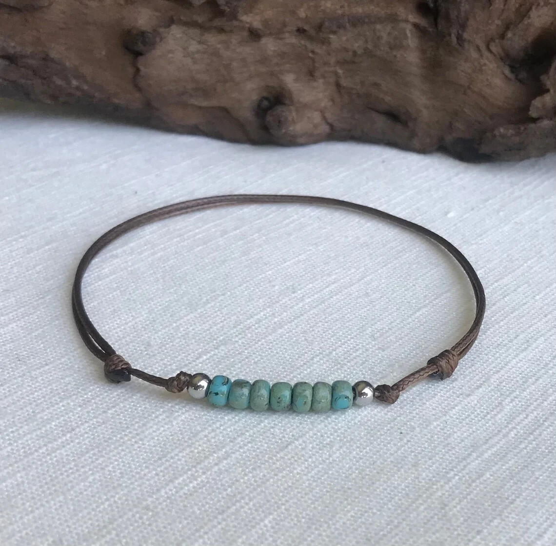Small Blue-Green Miyuki Picasso Glass Bead Dark Brown Waterproof Women’s Anklet