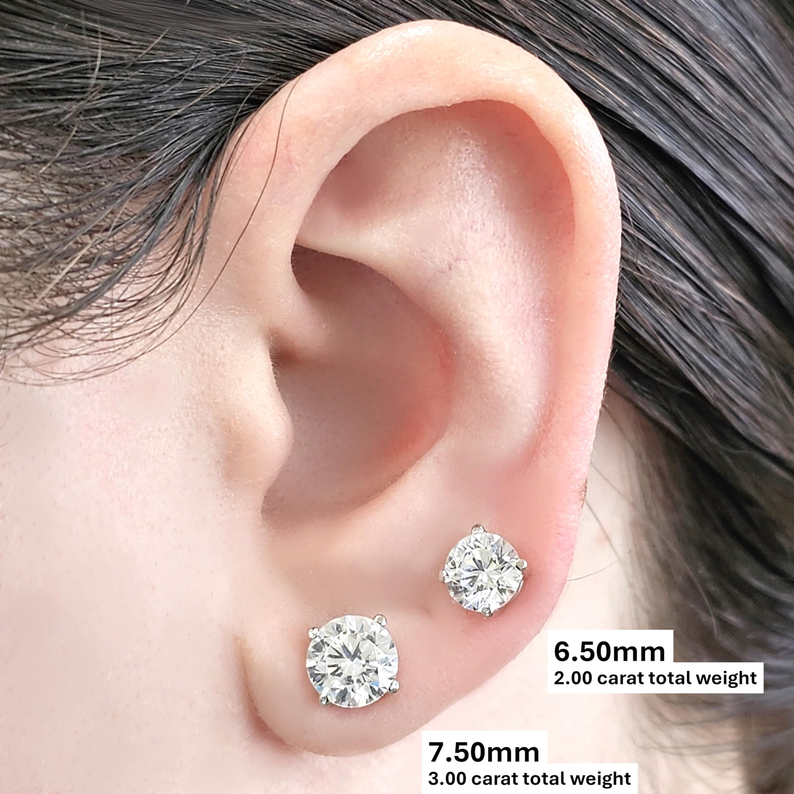 14K Gold Post & Sterling Silver 4 Prong Stud Earrings Pure Brilliance Zirconia