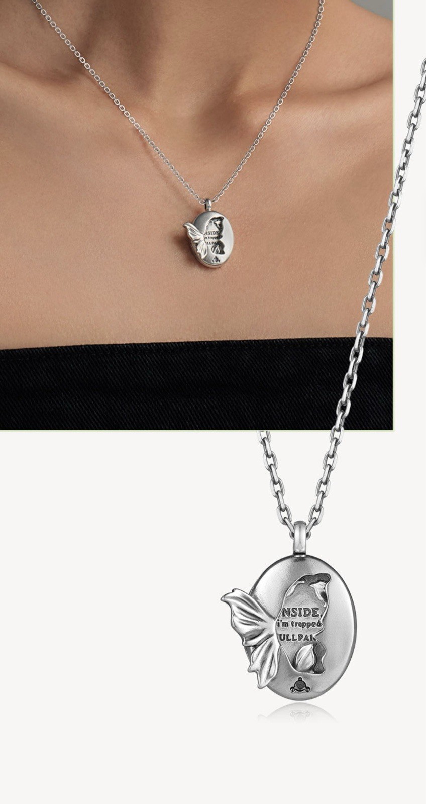 Popop Skullpanda Self-bound Realm Series Vertical Necklace 925 Silver 45cm+5cm