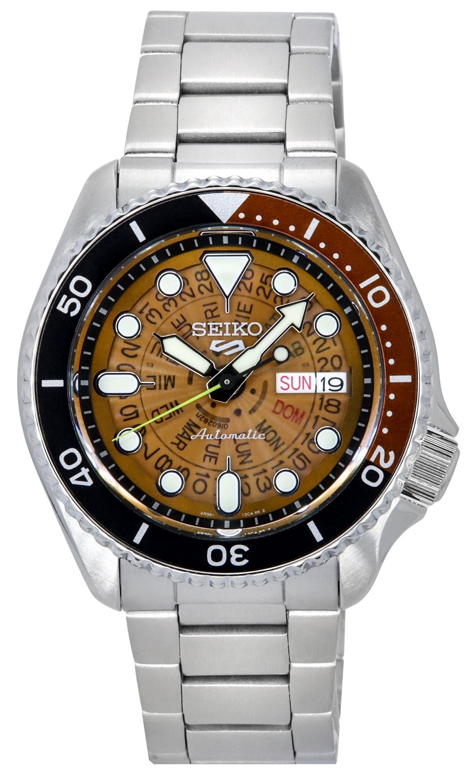 Seiko 5 Sports Automatic Orange Dial Sports Stainless Steel SRPJ47K1 Men’s Watch