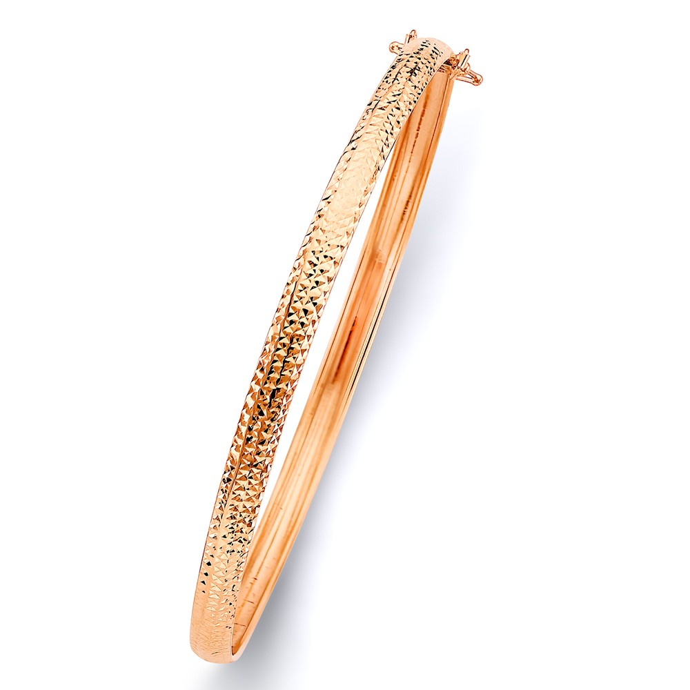 SOLID 14k Pink Gold Pink 5mm Crystal DC Flexible Bangle Chain – Womens 3.29g