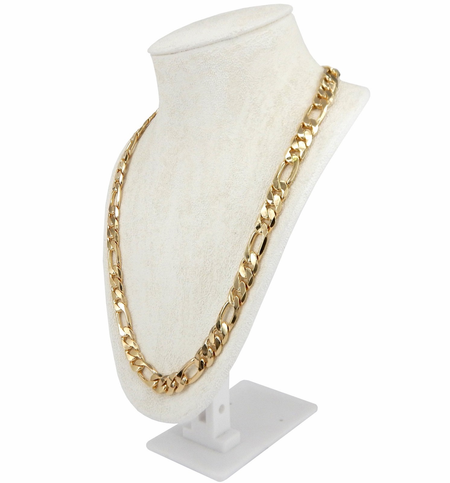 14k Italian Figaro Link Chain Necklace 10mm wide 20″ 24″ 30″ inch Gold Plated