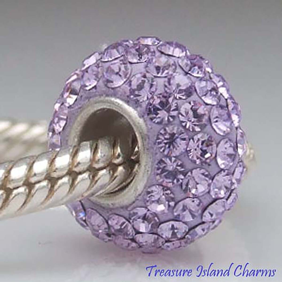 June Birthstone Light Amethyst Crystal 925 Sterling Silver European Bead Charm