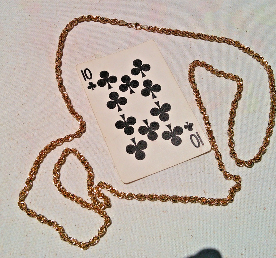 14k yellow gold semi hollow diamond cut rope necklaces 7.5 grams 33′ long