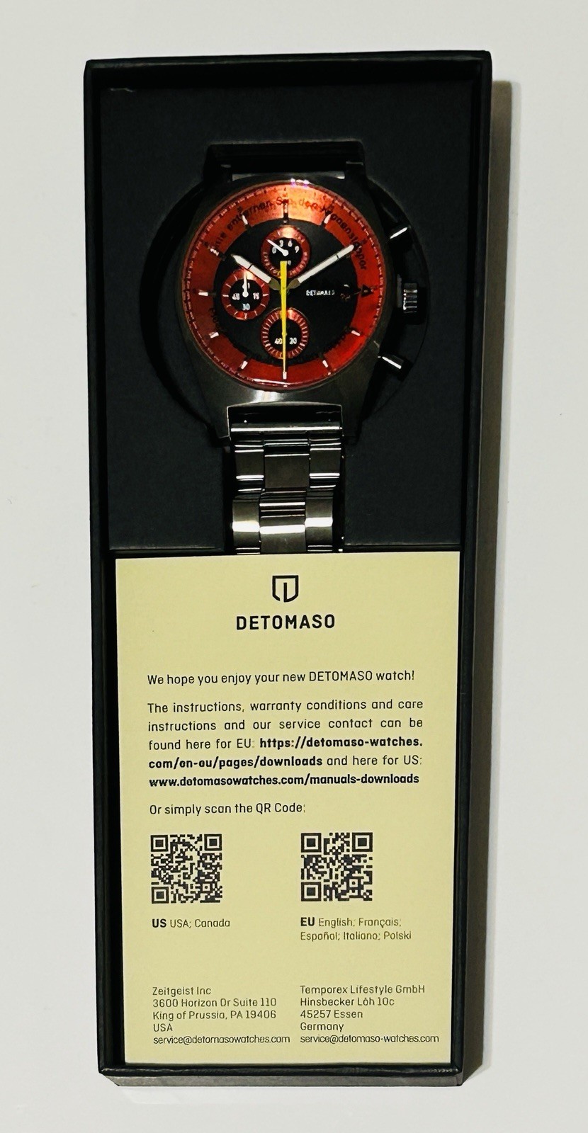 DETOMASO D10 CHRONOGRAPH GRAY ORANGE Edelstahl Grau gebursret