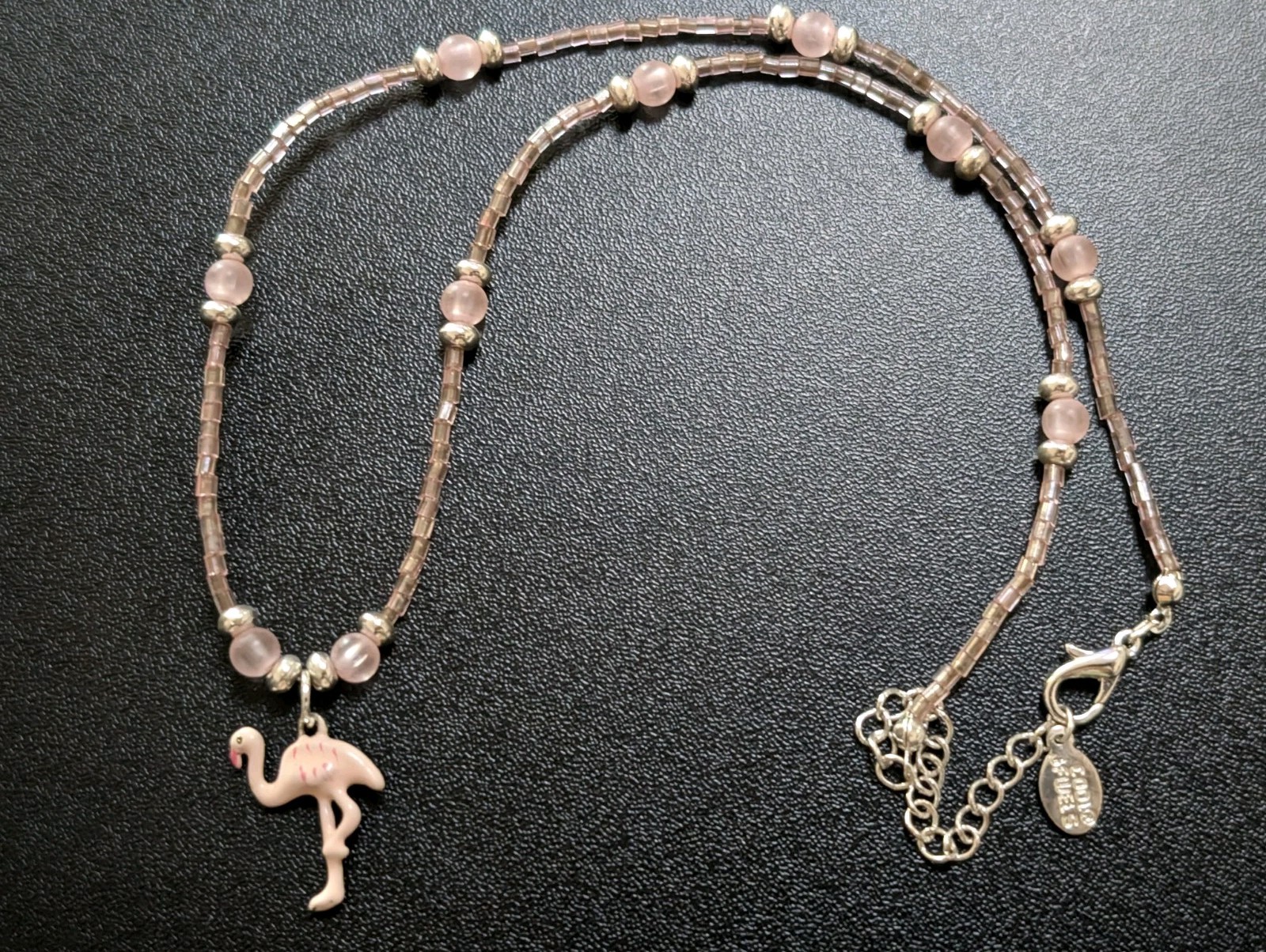 Cool Jewels Vintage Pink Flamingo Pendant Necklace Beaded Beach Summer Choker