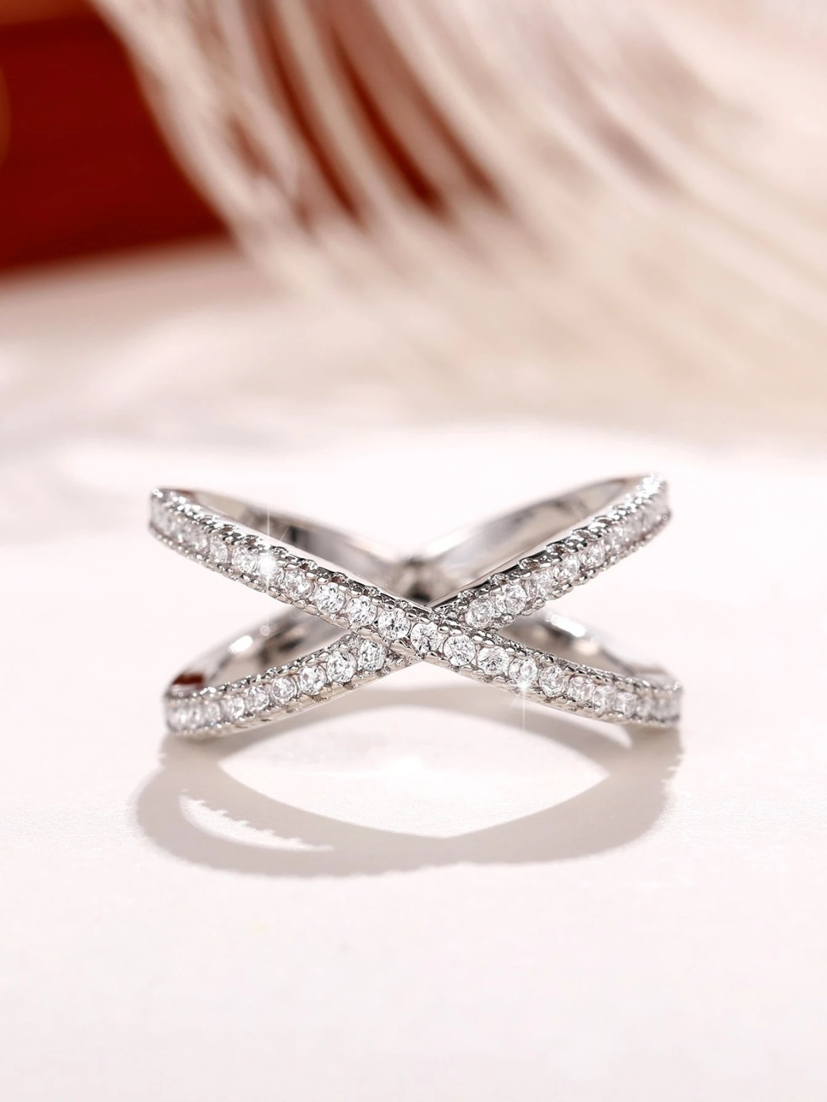 Women’s Criss Cross X Ring CZ Promise Engagement Wedding Band Jewelry Gift