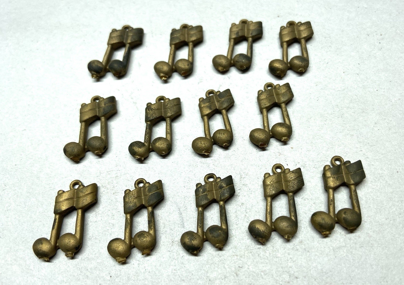 13 pcs. Raw Brass Stamping Finding-Music Note charm shape