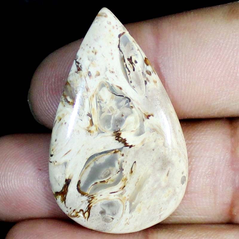 40.80 CT Natural Petrified Wood Agate PEAR Cabochon , Petrified stone 27x44x4 mm