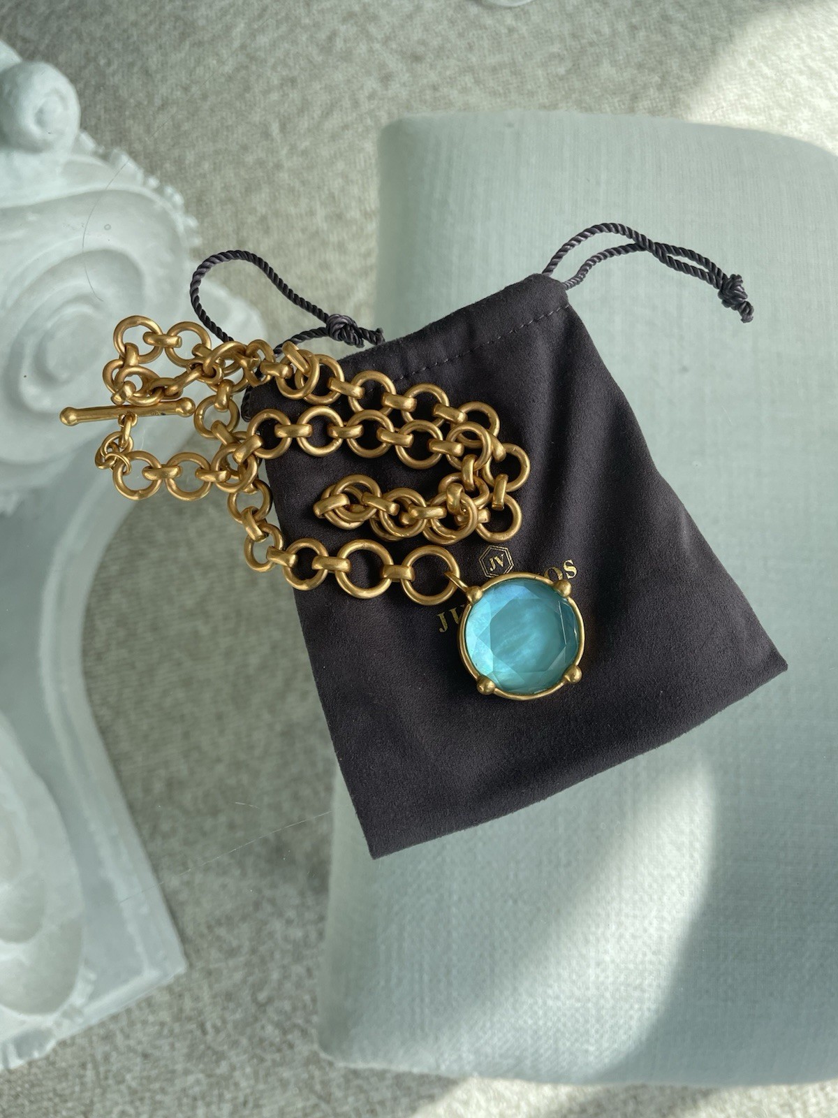 Julie Vos Iridescent Bahamian Blue Honeybee Necklace Demi 19” NWOT $325