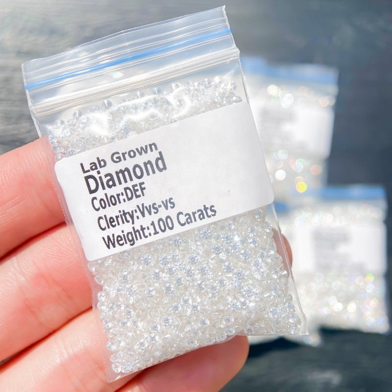 Lab Grown Diamond 100PCS 0.9-3mm Melee DEF HPHT/CVD Loose Diamond Round Stones