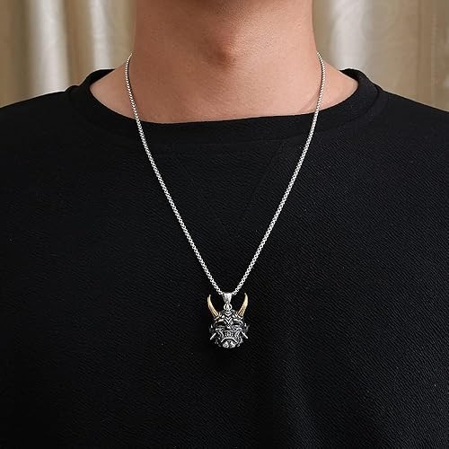 Men’s Fashion Jewelry Gothic Demon Devil Skull Gold Horns Pendant Necklace