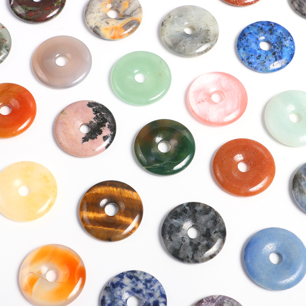 30mm Healing Crystal Peace Donut Beads Lucky Circle Donut Pendant Jewelry Making