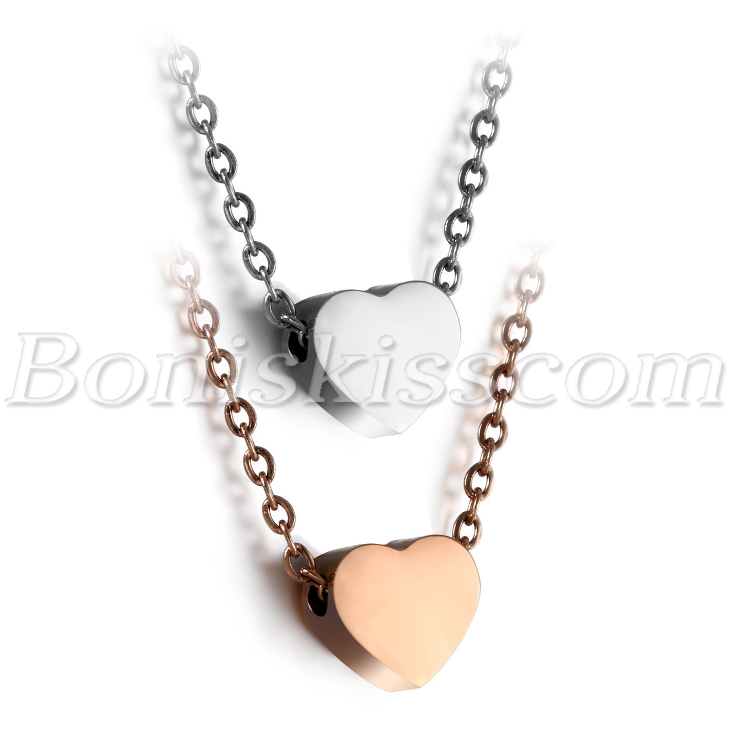 Women’s Stainless Steel Love Heart Charm Pendant Necklace 18″ Chain Gift For Her