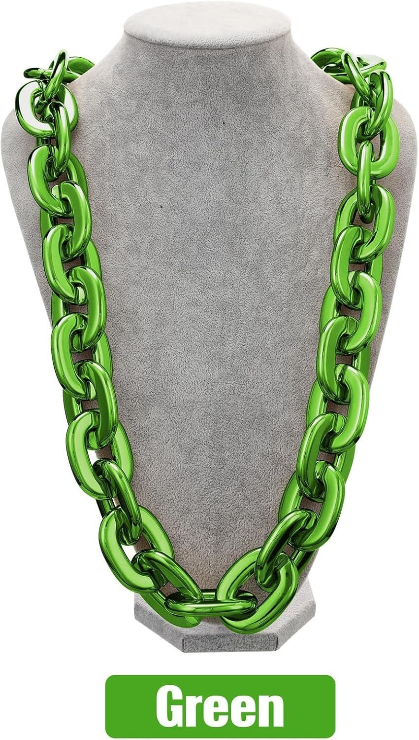 Green Hip Hop Large Acrylic Thick Plastic Cuban Link Chain Necklace 32in 80cm