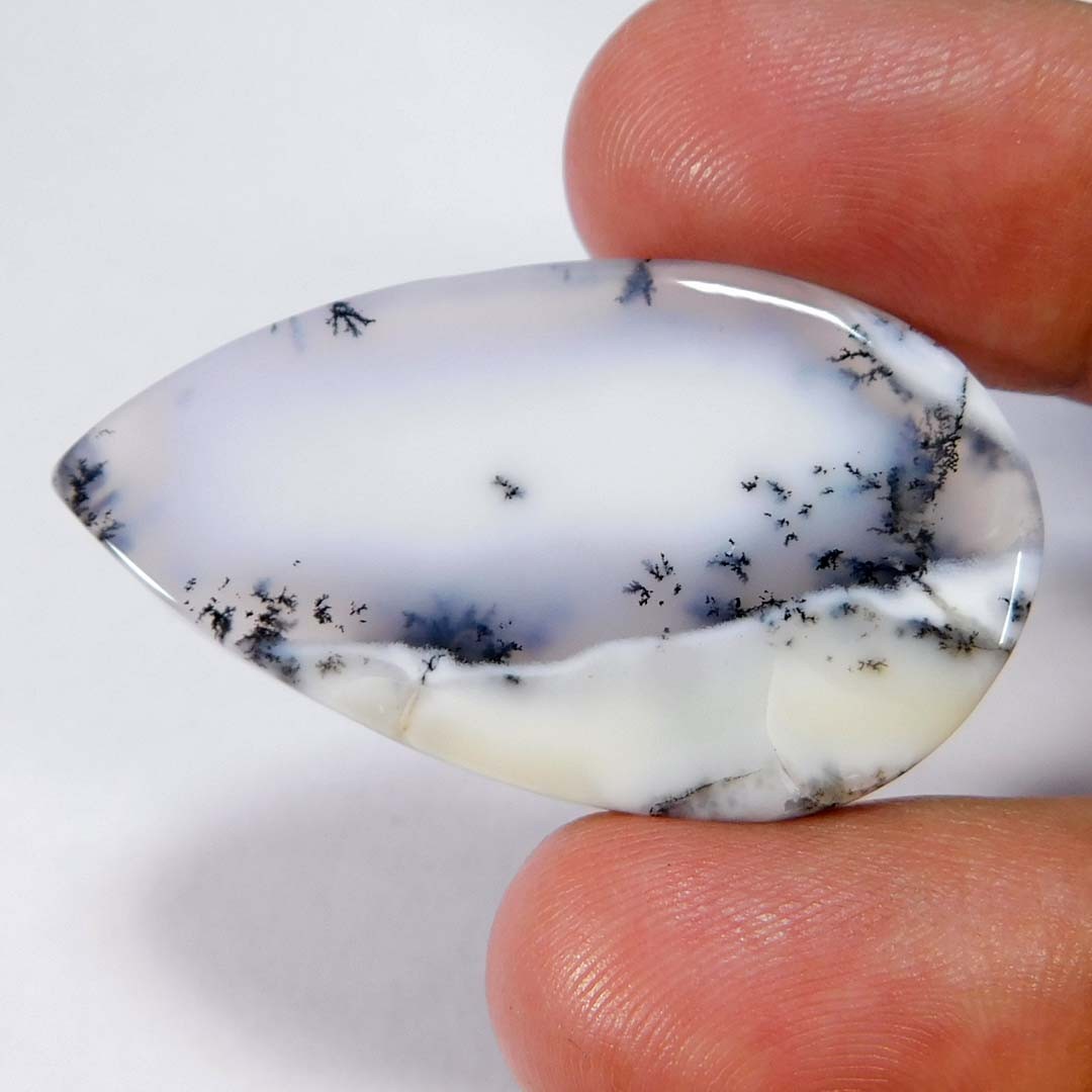 48.75Cts. Natural Gorgeous Dendritic Opal Pear Cabochon Reiki Healing Gemstone