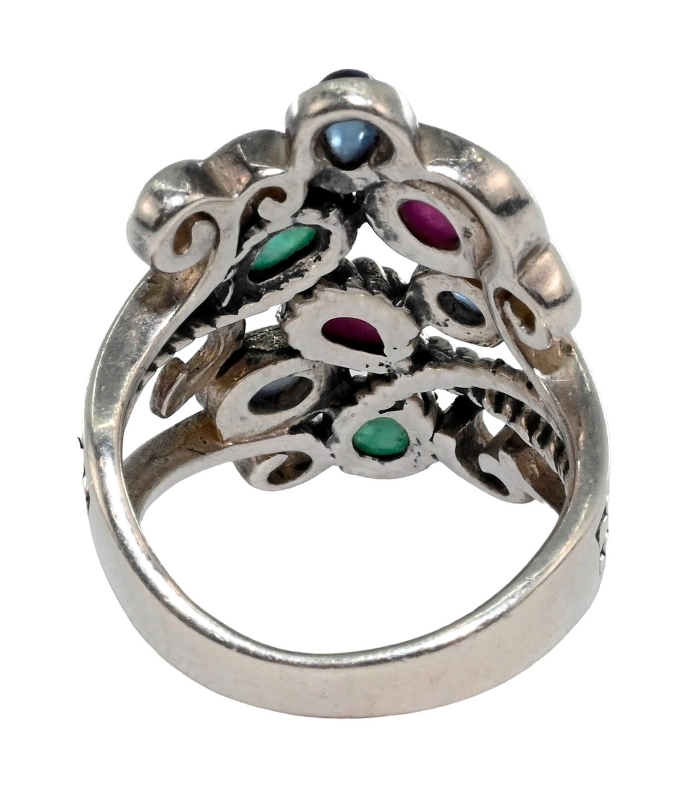 Paz Creations PZ Israel Sterling Silver 925 Ruby Sapphire Emerald Ring! Size 5!