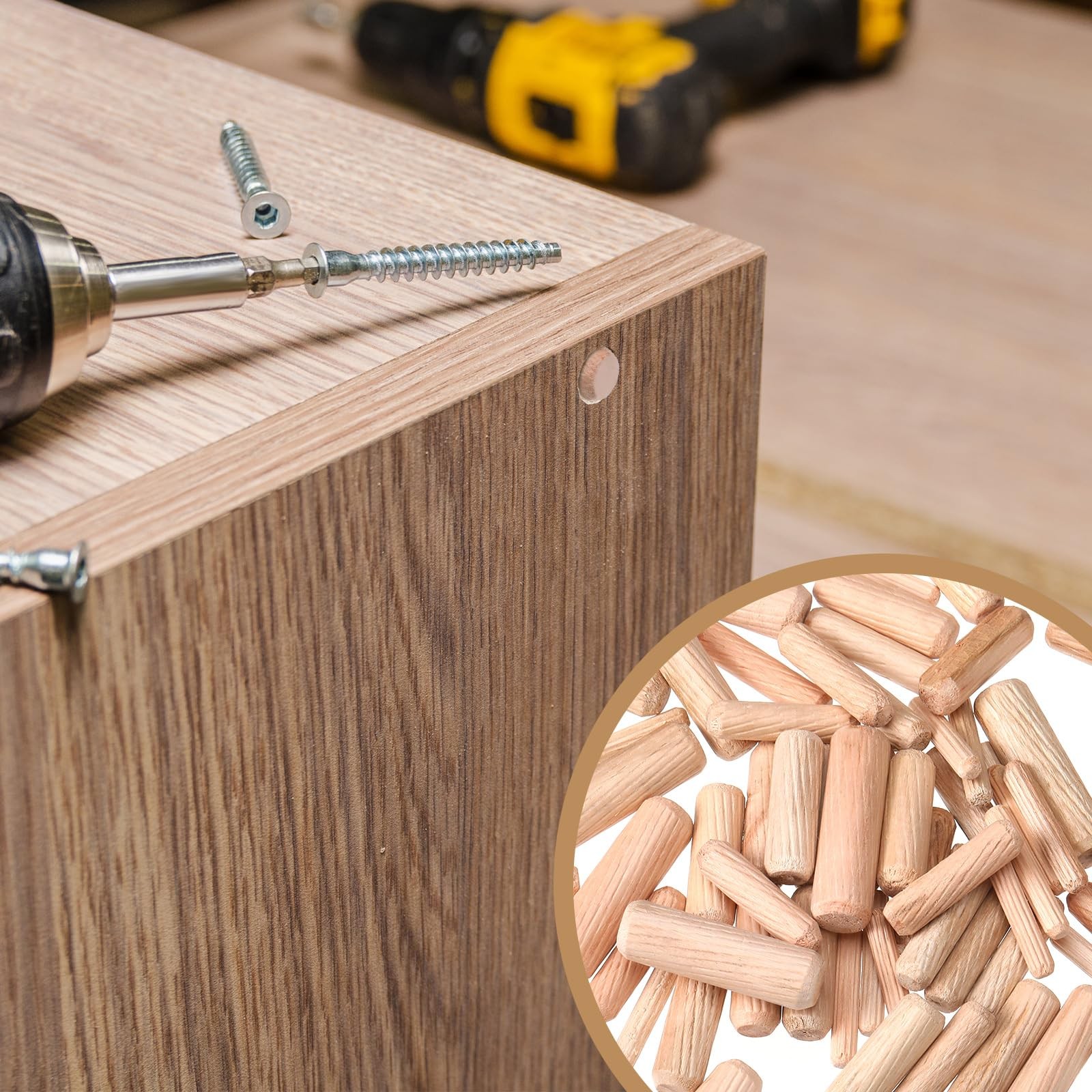 Bucherry 120 Pieces 4 Sizes Wood Plugs Wooden Hole Plugs Button Stoppers Hardwoo