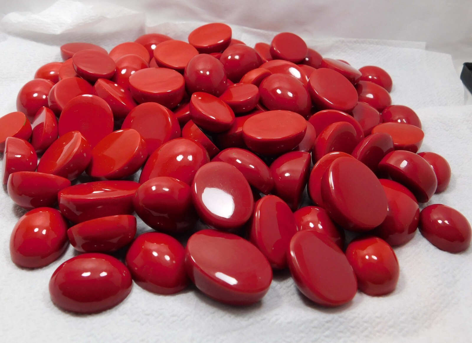 Natural Italian Red Coral 250 Ct Oval Cabochon Cut Loose Gemstone Lot